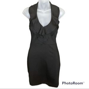 Timing Black Ruffle Halter Bodycon Dress Size M